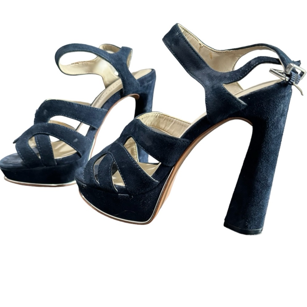 Kenneth Cole Women's Nealie Suede High Heel Platform Sandals | Size 5